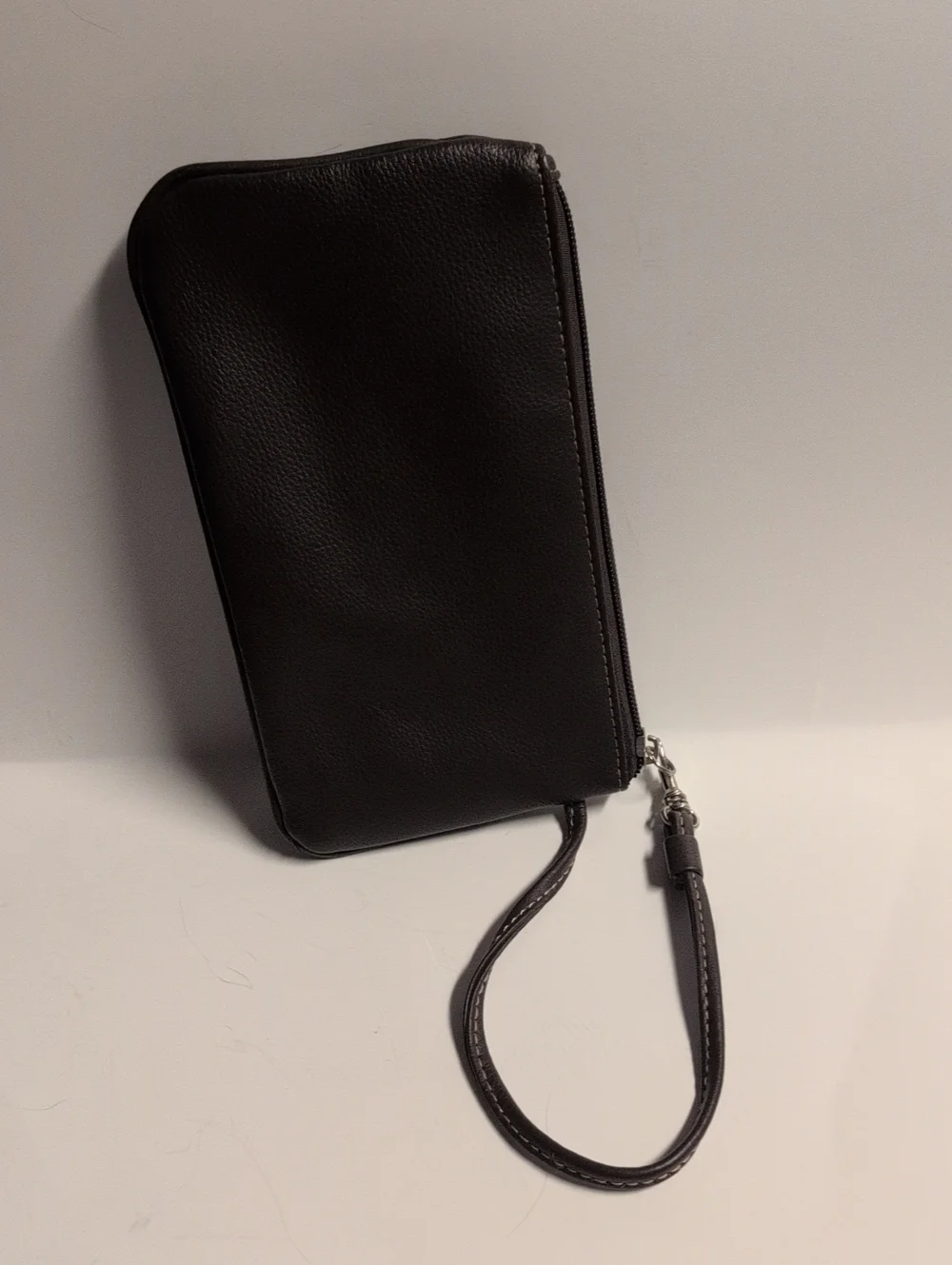 New Black Leopard Accent Vegan Leather Wristlet Clutch